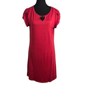 NWT | Crimson Red Keyhole Neck Tulip Sleeve Mini Dress | Medium